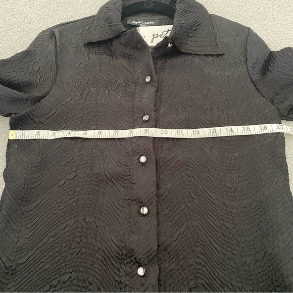 Black Blouse with Rhinestone Buttons Petite Medium - Picture 5 of 7